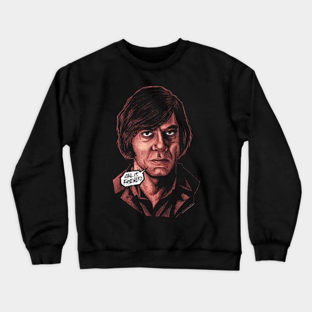 No Country for Old Men, Javier Bardem, Cult Classic Crewneck Sweatshirt by PeligroGraphics